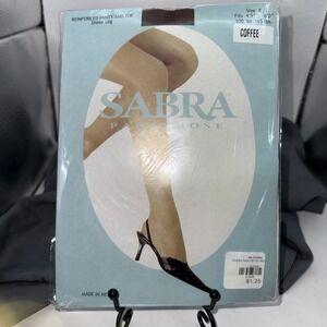 Sabra Coffee Sheer Pantyhose Size B Reinforced Panty and Toe Nylon Stockings